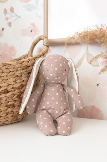 Floppy Bunny Linen Mauve Spot